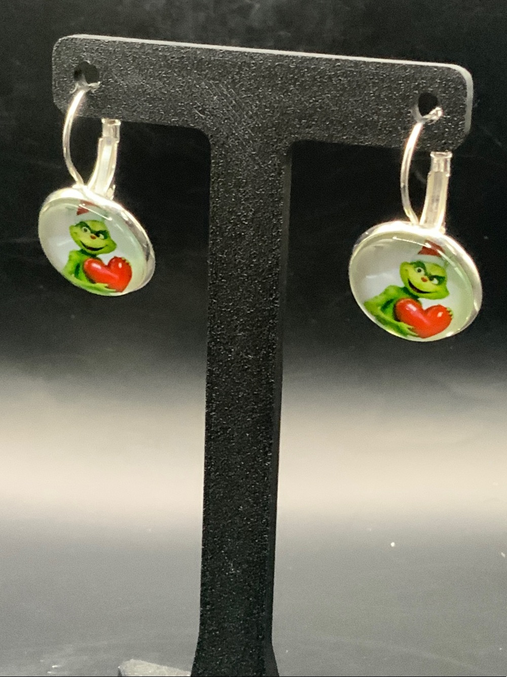 Green Frog Heart Dangle Earrings - Unbranded